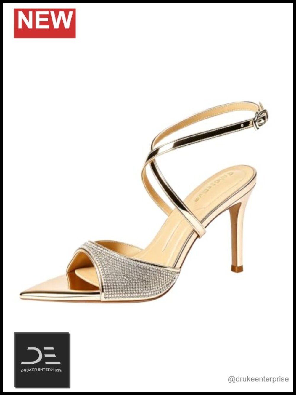 Rhinestone Open Toe Ankle Strap Stiletto Heeled Sandals 3.54in